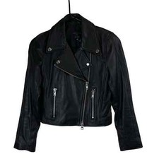 Jennifer Meyer Barneys New York Xo Leather Crop Moto Jacket Black Size Xs