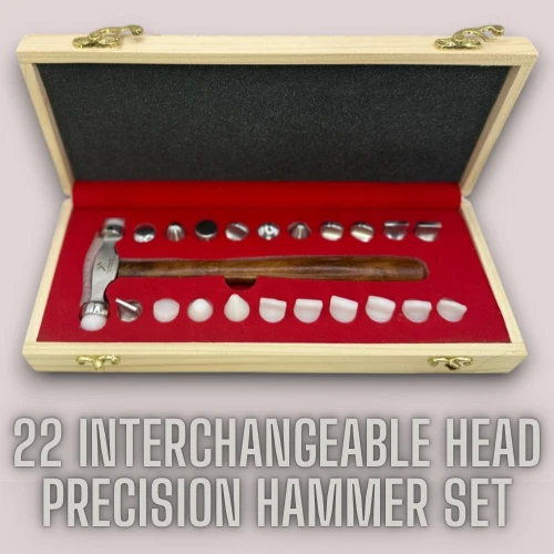 22Pc Interchangeable Hammer Set Jewelry Tools with Nylon & Metal Faces - Image 3 of 4
