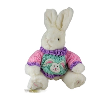 Easter Rabbit White Plush Pastel Bunny Sweater 10'' SEE PICS READ