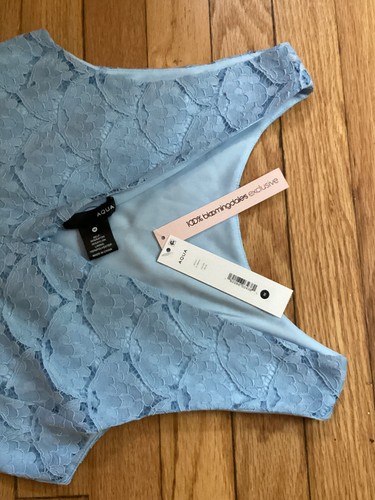 NWT AQUA (Bloomingdale's) Light Blue Lace Fit & Flare Summer Party Dress, Sz Med - Picture 7 of 9