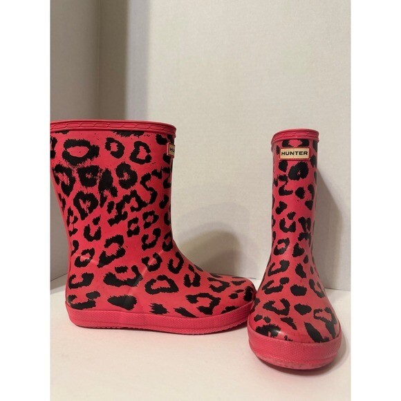 Hunter Boots kids pink cheetah print rain boots-image