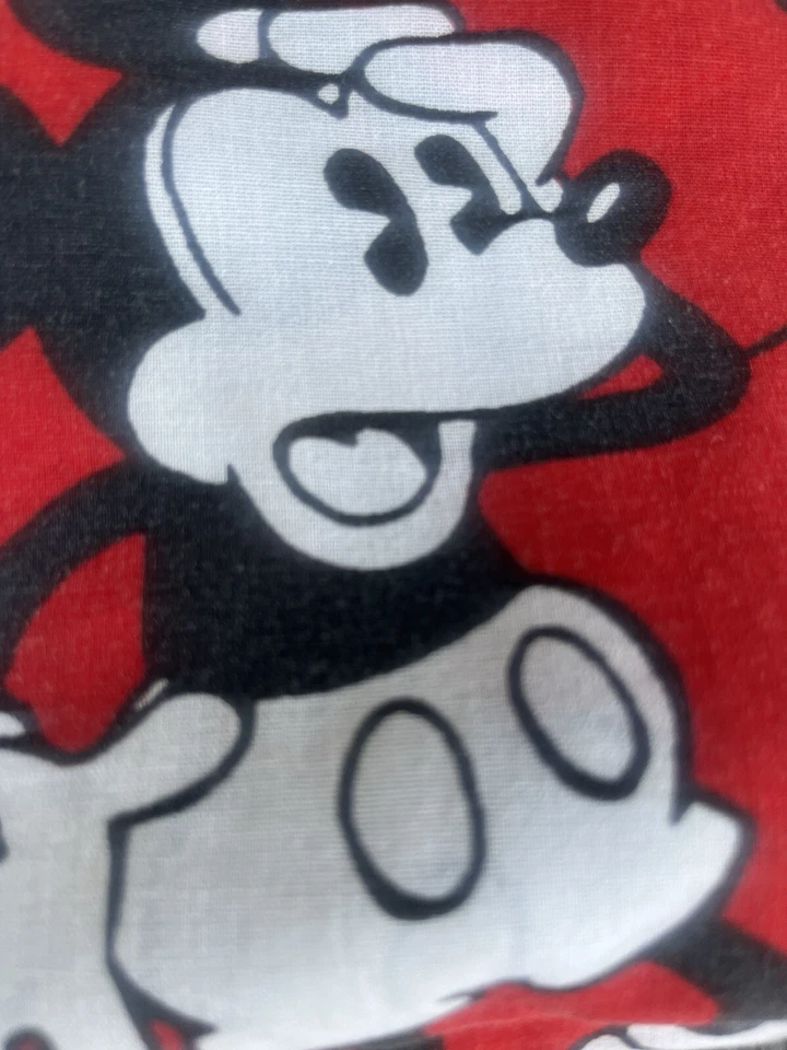 Vintage Mickey Mouse Disney Twin Flat Sheet Twin Fitted Set Black Red White USA - Image 4 of 4