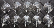 10 Pk Large Clear Suction Cups 1-3/4  Metal Hooks Stained Glass Hangers