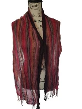 Scarf Wrap Shawl Striped With Fringes Measures 18w X 72 L Inches