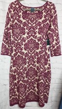 NEW Stunning Knit Sweater Dress Size Large Long Sleeve Damask Print Retail $88