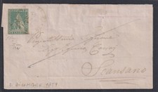 ASI Toscana 2 AGO 1859 Aff 2 crazie Sass N° 13a azzurro grigio verdastro perizia