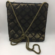 Vintage Mark Handbags & Accessories Green Silk Beaded Purse Prom Evening Bag