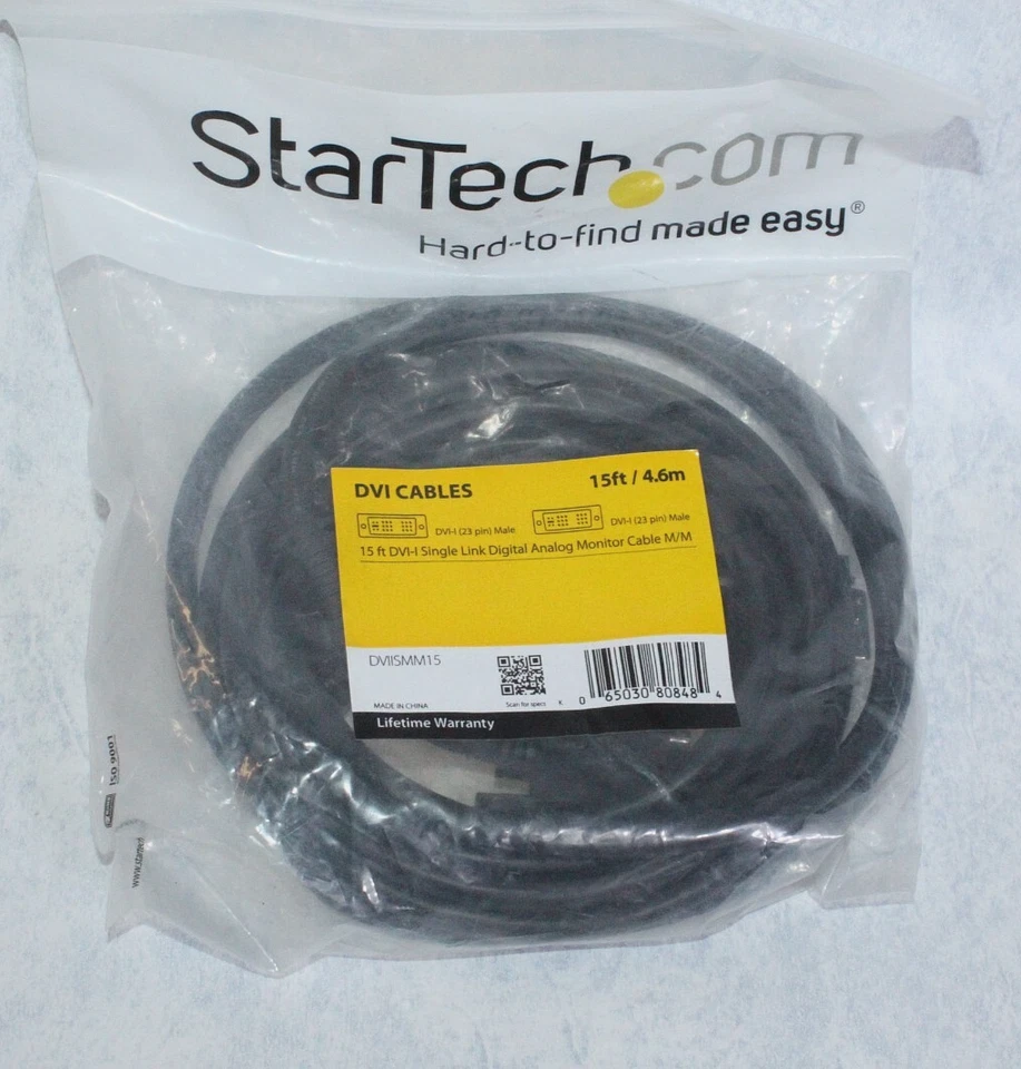 1- StarTech 15'ft M/M DVI-I Single Link Digital Analog Flat Panel Monitor Cable - Image 2 of 4