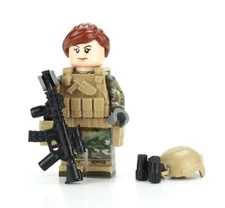 Battle Brick Season 1 Female Army Combat Soldier made w/real LEGO® minifig