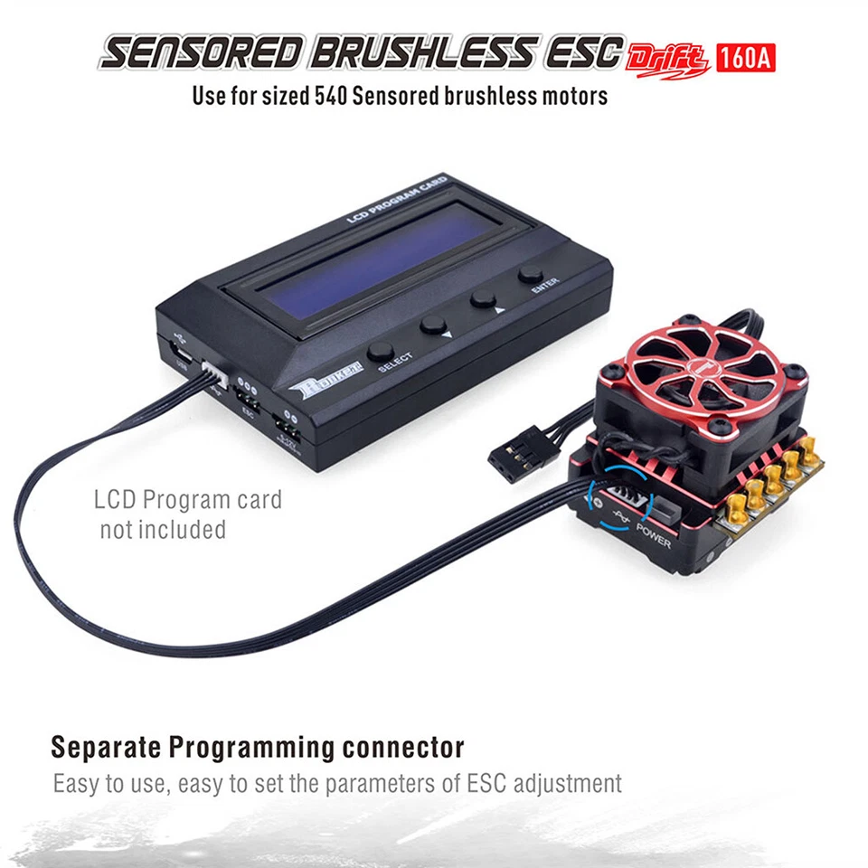 Rocket TS160V2 160A ESC Sensored Brushless 2-3S Für 1/10 RC Auto V4S V5R Motor - Bild 3 von 4