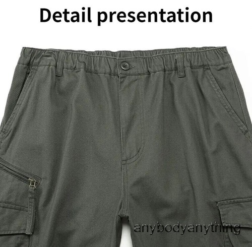 Hombres Pantalones de Carga Informales Cremallera Multi-bolsillo Rectos Pantalones Sueltos Cintura Elástica - Imagen 23 de 28