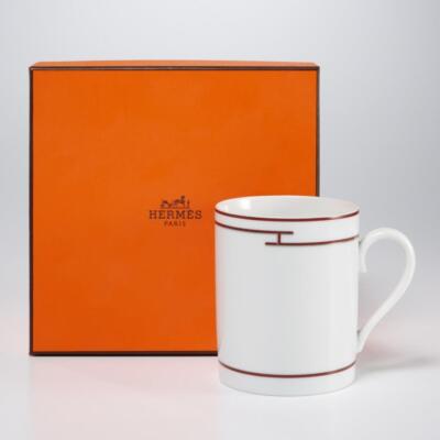 Hermes Rhythm Art Deco Red White Coffee Mug Orange Box France | eBay