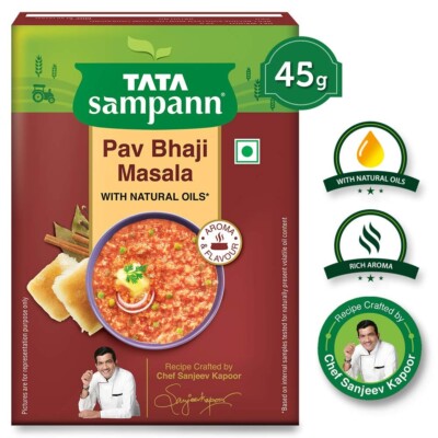 Tata Sampann Pav Bhaji, Pao Bhaji Masala with Natural Oils 45g, Free Ship