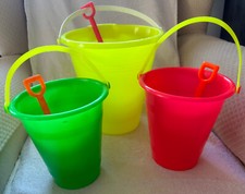 Amloid Large Yellow, Small Pink & Small Green Pails/Buckets-Think  Easter/Summer