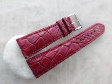 22mm/18mm Burgundy Alligator Crocodile Print Leather Watch Strap Band