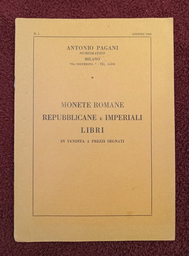 1949 Antonio Pagani FPL of Roman Republican & Imperial Coins +Books; Milan Italy