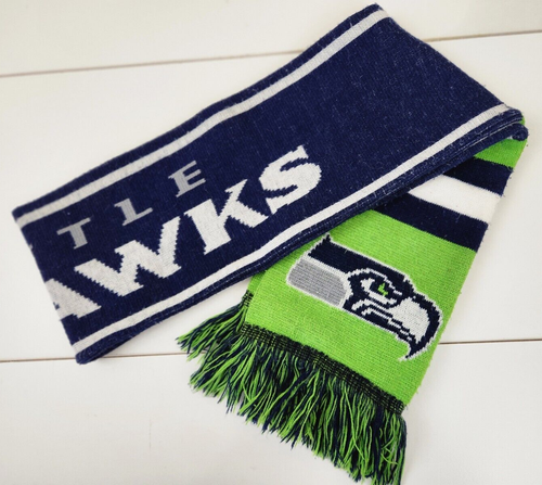Sciarpa sci Seattle Seahawks invernale collo caldo NFL calcio maglia frangia verde/blu - Foto 4 di 4