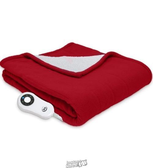 Serta MicroFleece Sherpa Electric Heated Warming Throw Blank