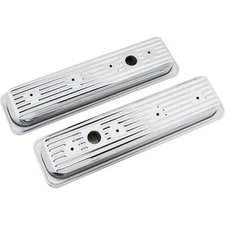 Chrome Centerbolt Valve Covers, 1-Hole, Fits Chevy Small Block 1987-Up