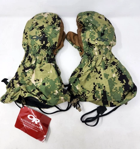 Outdoor Research Firebrand Mitts Mittens Leather AOR2 Navy SEAL NSW Medium NEW!