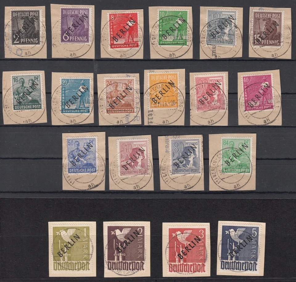 BERLIN, 1948 Schwarzaufdruck 1/20 auf Briefstücken gestempelt geprüft, (18149) - Bild 1 von 1