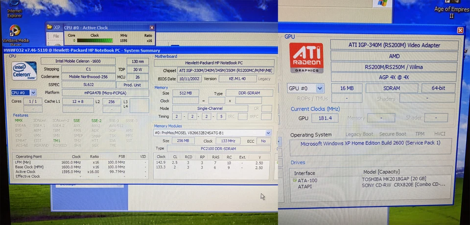 HP Compaq Presario 1115 Laptop 14.2" - Retro PC Gaming - Windows XP (Working) - Immagine 3 di 4