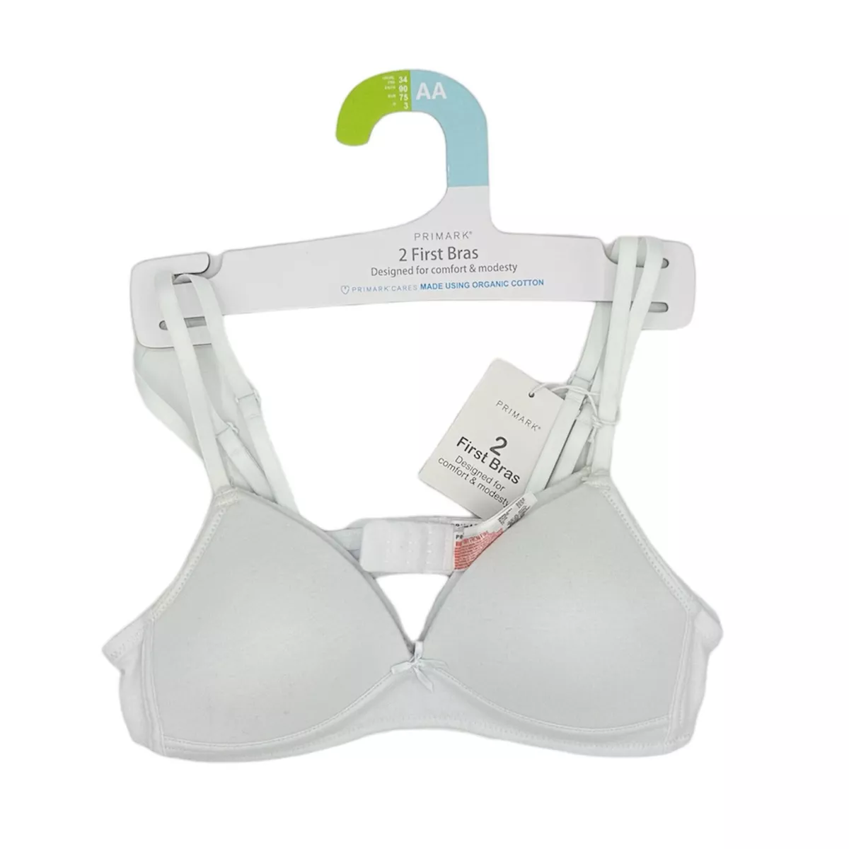 PRIMARK GIRLS SEAMFREE FIRST BRA 2 PACK COTTON ADJUSTABLE PADDED / NON  PADDED