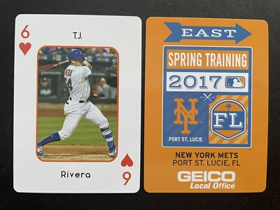 *SCARCE* TJ RIVERA ~ 2017 NY Mets Spring Training Playing Cards ~ 6 HEARTS
