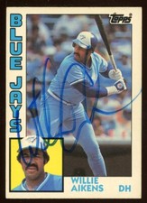 1984 Topps WILLIE AIKENS Signed Card autograph AUTO ROYALS BLUE JAYS