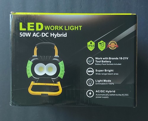 50W Hybrid ACDC Work Light 5000LM Rechargeable LED Work Light Compatible with M - Picture 2 of 11