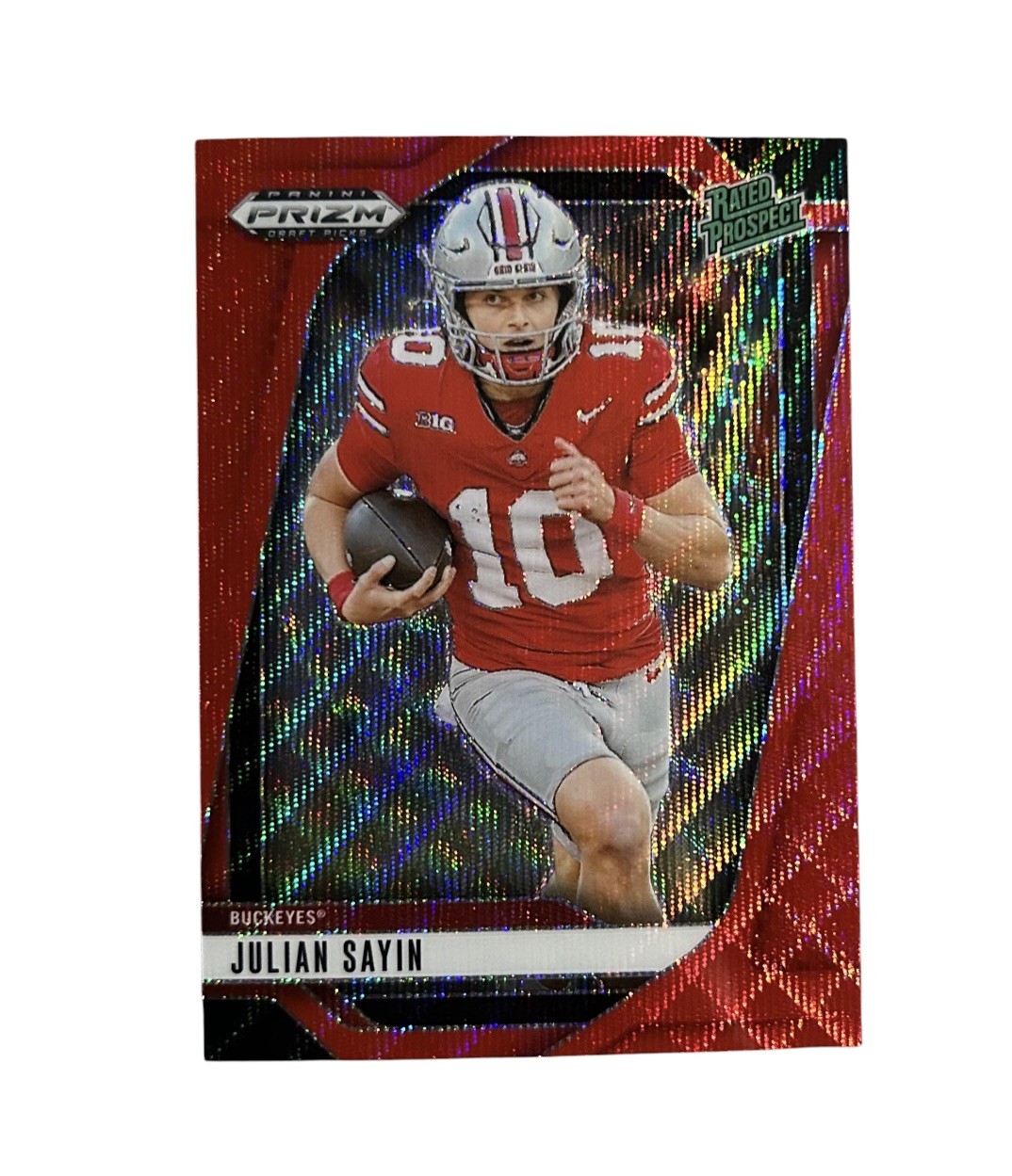 2025 Panini Prizm Draft Picks - Julian Sayin #161 Ruby Wave Prizm (RC)