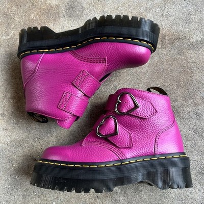 New Dr. Martens Devon Heart Pink Fuchsia Platform Boot Women s Size 7 No Box