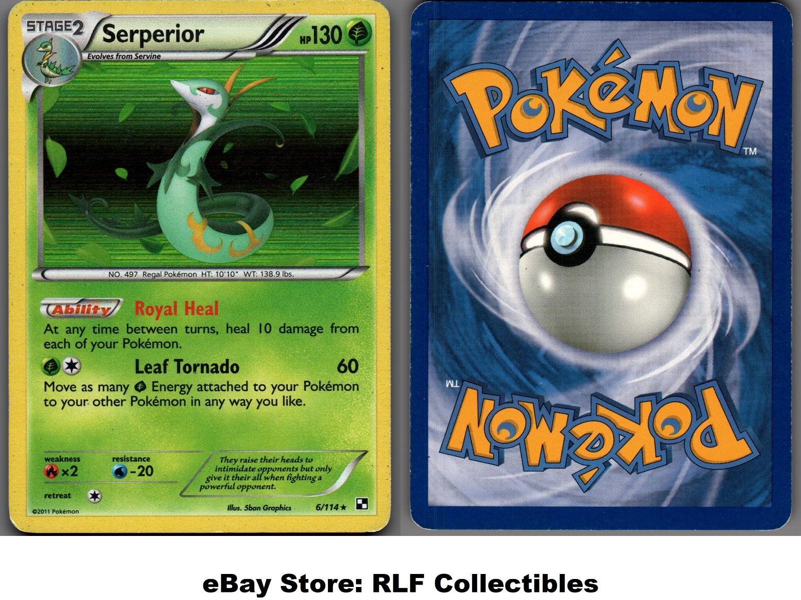2011 Pokemon, Black & White Base, #6/114 Serperior, Holo Rare
