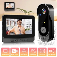 Smart Doorbell Chime Video Door Bell 1080P Camera Wireless with 4.3inch Monitor