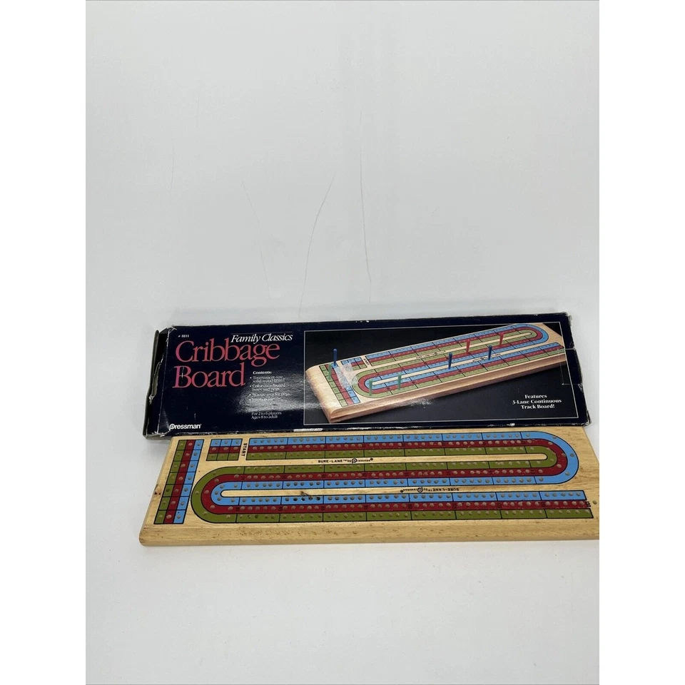 Vintage Cribbage Board Pressman Family Classics Tournament Peg Storage - Image 4 of 4