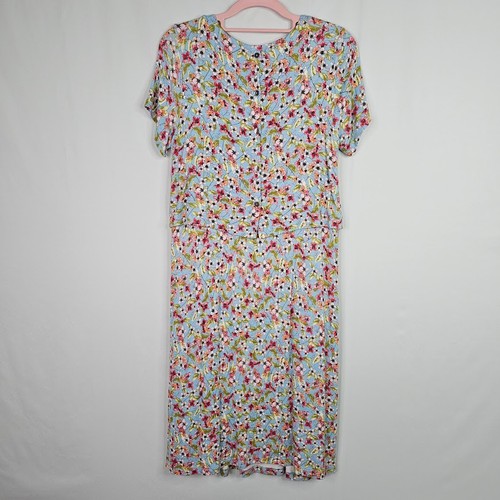 J. JILL Layered Dress BLUE & PINK Floral size XS Pockets Cottagecore Bloomcore - Picture 6 of 8