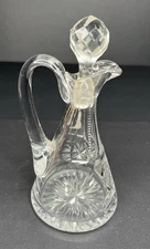 Vintage Cut Glass Cruet Oil Vinegar With Stopper