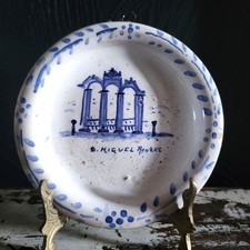 Small Vintage Sao Miguel Azores Souvenir Plate Blue And White Wall Plate