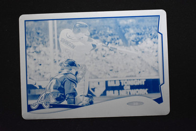 Chris Johnson 2014 Topps Baseball Series 2 Cyan Printing Plate 1/1 Braves #619