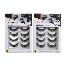 2 PACK Kiss Lash Couture Triple Push-Up False Eyelashes - Robe Lashes 4ct Each