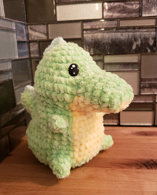 Crochet Baby Crocodile 7'' Tall Big Bottom Handmade Amigurumi Gift Chenille