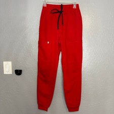 Fabletics High-Rise On-Call Scrub Joggers Goji Red Pants XS Regular Extra Small