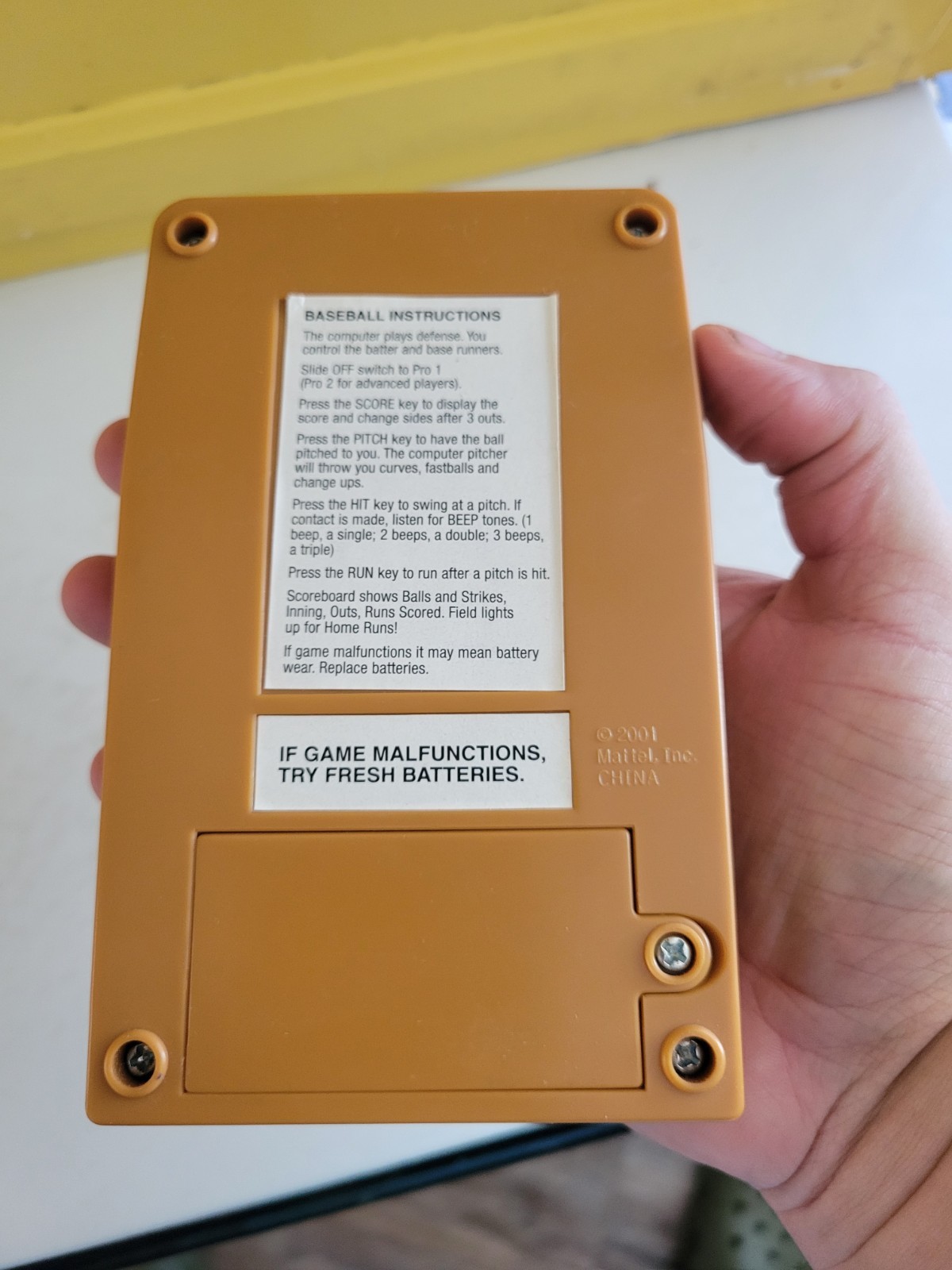 Mattel Classic Baseball Mattel Electronics Hand Held 2001 TESTED W/ Instructions