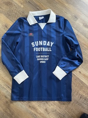  Umbro Sunday Football Trikot Longsleeve Blau Gr. S Retro Vintage Blokecore 
