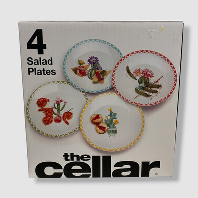 $67 The Cellar White Southwest Cactus Salad Plates Set of 4