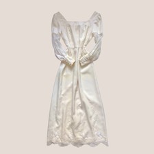 Vintage ivory Victorian sheer lace long dress Size Small