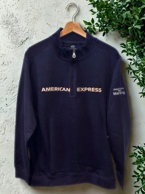 American Express Global Marketing Vantage 1/4 Zip Pullover Men s M Navy EUC