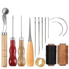 Kit da cucire artigianale in pelle con filo cerato e gufo - Set di strumenti per cucire a mano