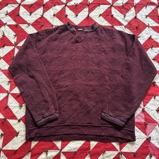 Vintage 1970s Maroon Acrylic Blend Crewneck Sweatshirt Mens As Is Worn Flaws