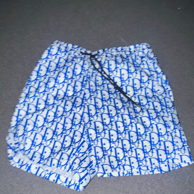 Christian Dior Kinder Badeshorts blau/weiß Logo Muster Gr. L elastischer Bund